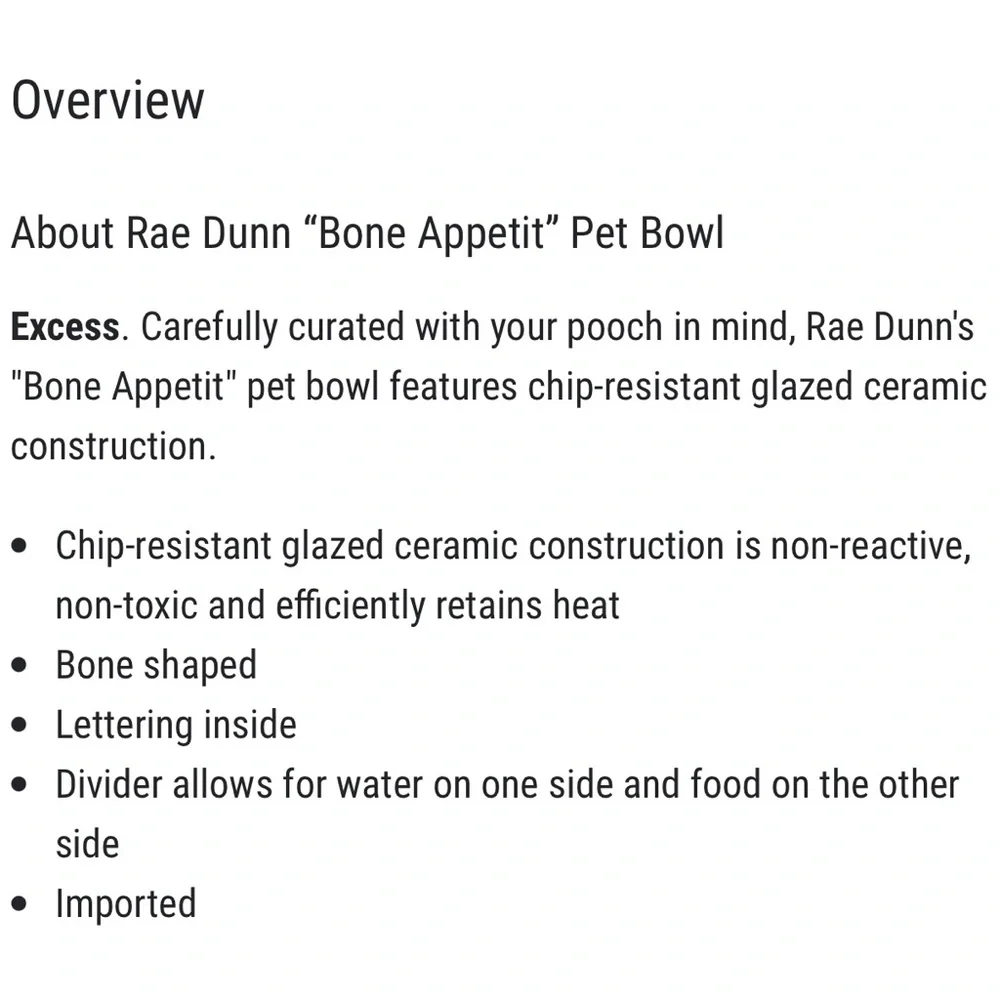 RAE DUNN • NEW! Bone Appetit Pet Bowl 🐾